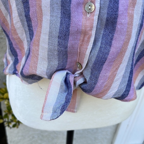 RAILS Marley Mandalay Striped Linen Crop Tie Button up Top Women's Size S - Picture 4 of 9